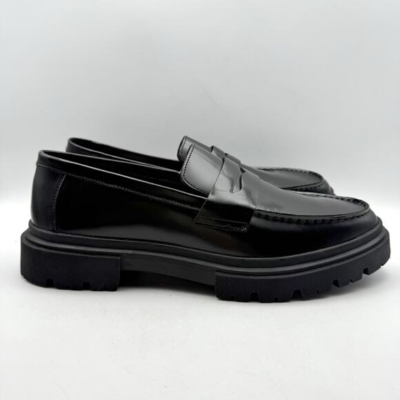 Steve Madden Mens Zeb Penny Loafer US 9.5 M Black Leather NWOB - Picture 3 of 13